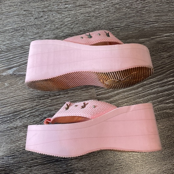 Playboy Vintage Platform Pink Sandals Size 6 - Picture 6 of 10